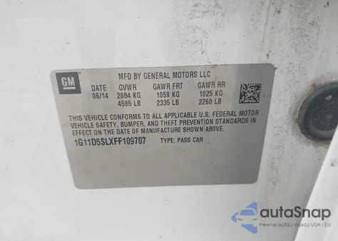 2015 Chevrolet Malibu 2Lt from USA, damaged, VIN 1G11D5SLXFF109707